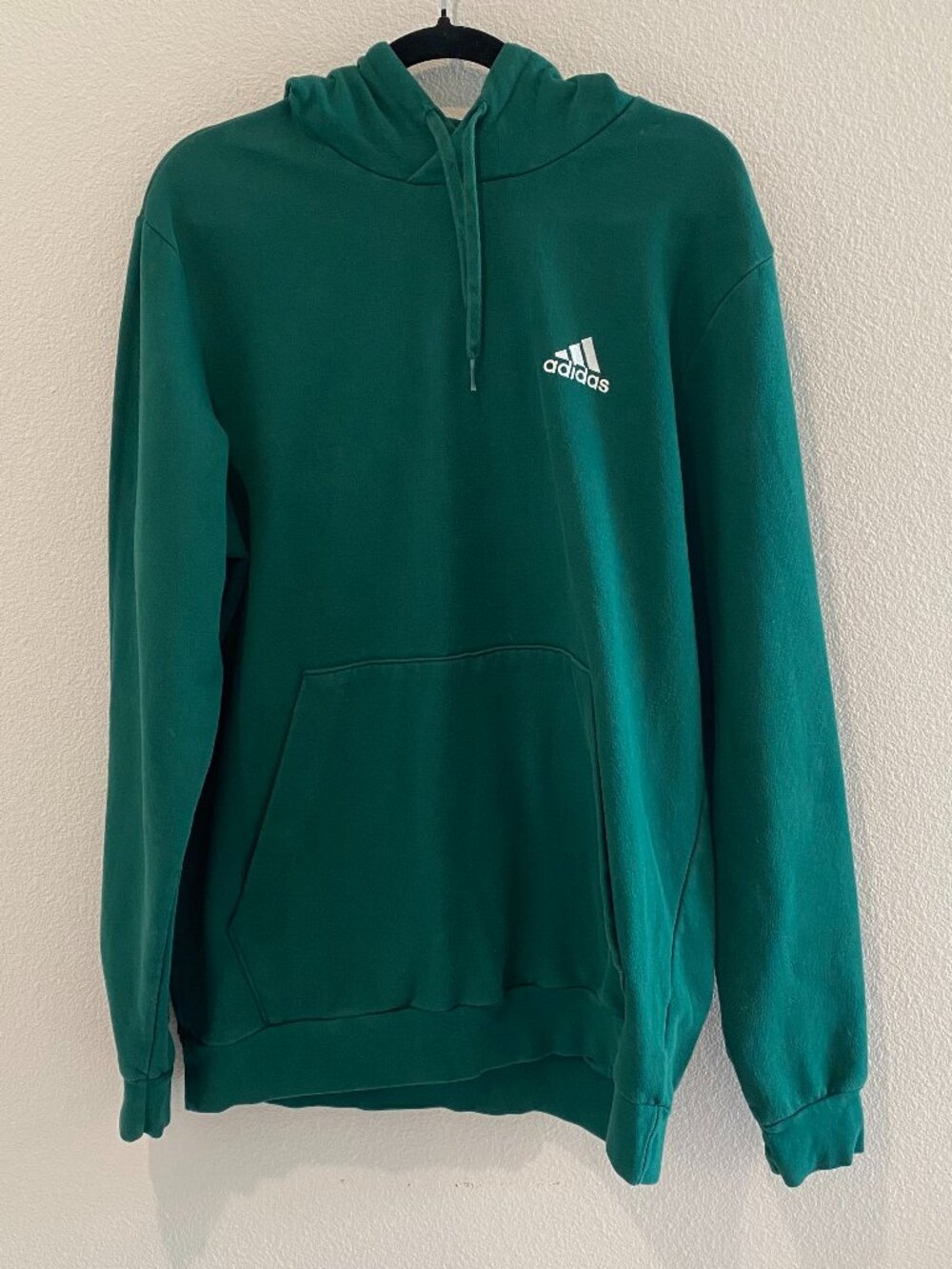 Adidas Men's Fleece Hoodie Emerald Green Embroidered Logo Size XL